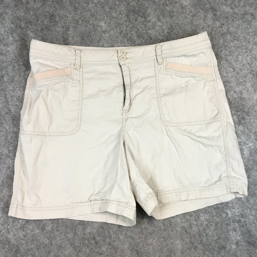 Kim Rogers Shorts 16 Khaki Twill High Rise Skimmer Bermuda Length Womens Stretch